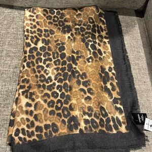 NWT Express Large animal print scarf with frayed edges.  Polyester/rayon blend
